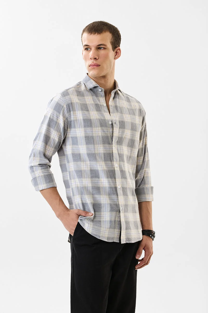 سنيتش Plaid Slim Fit Linen Blend Shirt